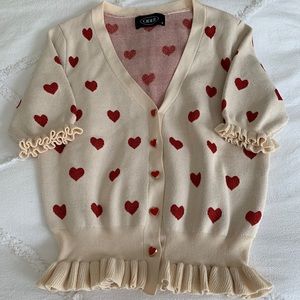 Adorable Heart Ruffle Cardigan
